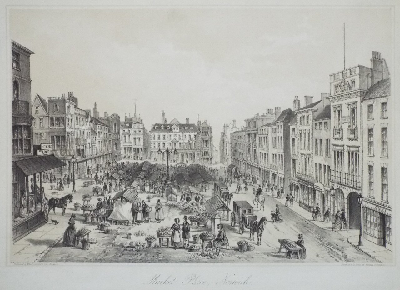 Lithograph - Market Place, Norwich. - Newman